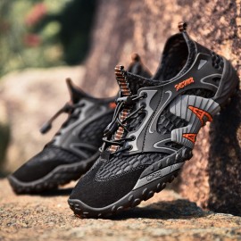 Men Mesh Non Slip Quick Drying Elastic Lace Outdoor Casual Hiking Sneakers