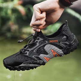 Men Mesh Non Slip Quick Drying Elastic Lace Outdoor Casual Hiking Sneakers