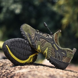 Men Mesh Non Slip Quick Drying Elastic Lace Outdoor Casual Hiking Sneakers