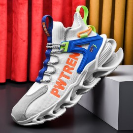 Men Breathable Fabric Soft Blade Sole Non Slip Comfy Reflect Casual Sports Shoes