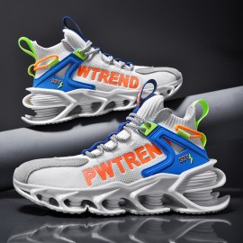Men Breathable Fabric Soft Blade Sole Non Slip Comfy Reflect Casual Sports Shoes