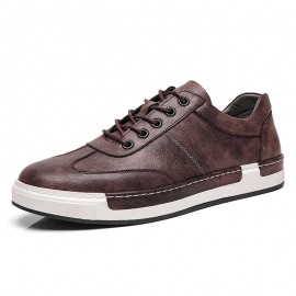 Men Microfiber Leather Comfy Bottom Non Slip Trendy Solid Lace Up Casual Court Shoes