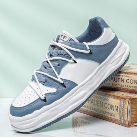 Men Microfiber Breathable Hollow Out Soft Sole One Size Smaller Color Splicing Court Shoes