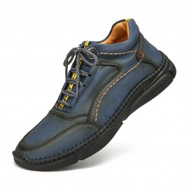 Men Hand Stitching Microfiber Leather Non Slip Warm Ankle Boots