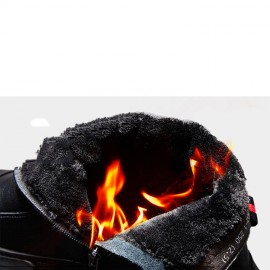 Men Synthetic Leather Warm Slip Resistant Zipper Casual Ankle Boots