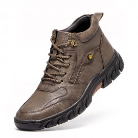Men Hand Stitching Microfiber Leather Non Slip Soft Outdoor Casual Ankle Boots