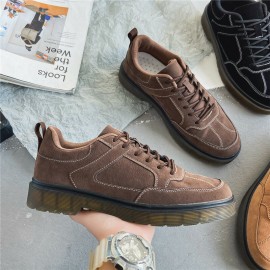 Men Microfiber Leather Breathable Soft Sole Lace Up Trendy Casual Martin Boots