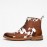 Men Cow Spot Printed Cap Toe Comfy Ankle Jack Boots