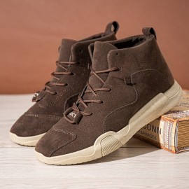 Men Retro Slip Resistant High-top Front Lace-up Business Tooling Boots