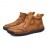 Men Hand Stitching Microfiber Leather Comfy Non Slip Side Zipper Ankle Boots
