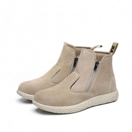 Men Cowhide Suede Soft Sole Toe Protected Comfy Working Casual Labor Safety Boots