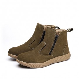 Men Cowhide Suede Soft Sole Toe Protected Comfy Working Casual Labor Safety Boots