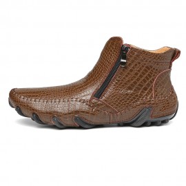 Men Slip Resistance Side Zipper Leather Ankle Boots
