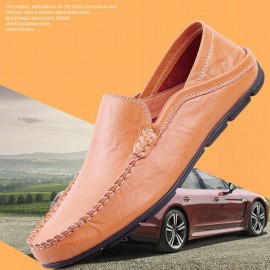 Men Hand Stitching Two Way Soft Walking Casual Leather Flats