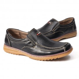 Menico Men Genuine Cow Leather Slip On Soft Sole Comfy Non Slip Casual Oxfords