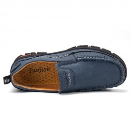 Men Retro Microfiber Leather Comfy Slip-on Outdoor Non Slip Casual Flat Shoes