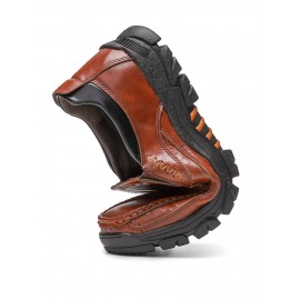 Men Genuine Leather Non Slip Soft Sole Comfy Outdoor Hiking Shoes