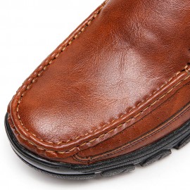Men Genuine Leather Non Slip Soft Sole Comfy Outdoor Hiking Shoes