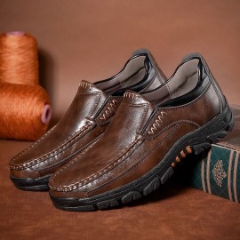 Men Genuine Leather Non Slip Soft Sole Comfy Outdoor Hiking Shoes