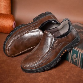 Men Genuine Leather Non Slip Soft Sole Comfy Outdoor Hiking Shoes