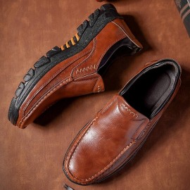 Men Genuine Leather Non Slip Soft Sole Comfy Outdoor Hiking Shoes