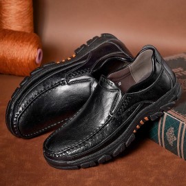 Men Genuine Leather Non Slip Soft Sole Comfy Outdoor Hiking Shoes