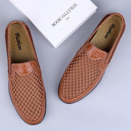 Men Genuine Leather Breathable Non Slip Comforty Leisure Bussiness Shoes