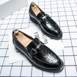 Men Microfiber Leather Breathable Soft Sole Retro Brief Slip On Casual Business Shoes