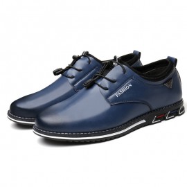Men Elastic Lace Up Comfy Casual Business Leather Shoes