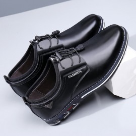Men Elastic Lace Up Comfy Casual Business Leather Shoes
