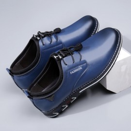 Men Elastic Lace Up Comfy Casual Business Leather Shoes