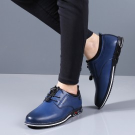 Men Elastic Lace Up Comfy Casual Business Leather Shoes