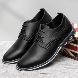 Men Retro Microfiber Leather Non Slip Casual Business Shoes