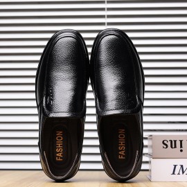 Men Cowhide Leather Breathable Soft Sole Comfy Slip On Casual Business Shoes