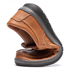 Men Genuine Leather Soft Sole Comfy Slip On Casual Business Shoes