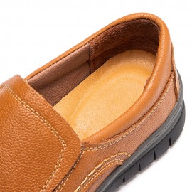 Men Genuine Leather Soft Sole Comfy Slip On Casual Business Shoes
