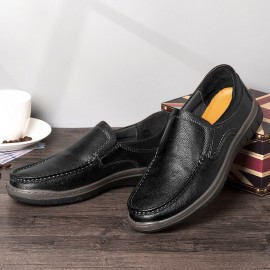 Men Genuine Leather Soft Sole Comfy Slip On Casual Business Shoes