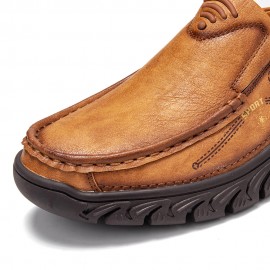 Men Non Slip Outdoor Business Casual Slip On Leather Shoes